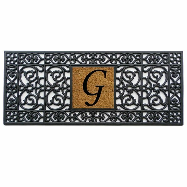 Configuracion 17 x 41 in. Rubber Monogram Rectangular Doormat Black - Letter G CO3361378